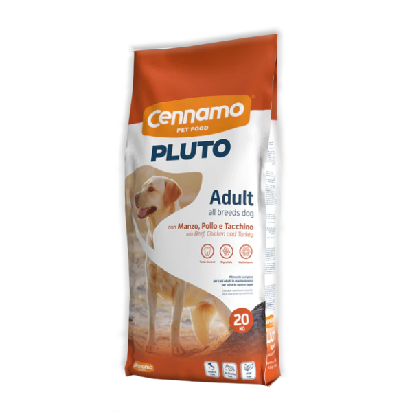 Pluto Dog Basic Crocchette  per Cani con Manzo Pollo e Tacchino 20 Kg