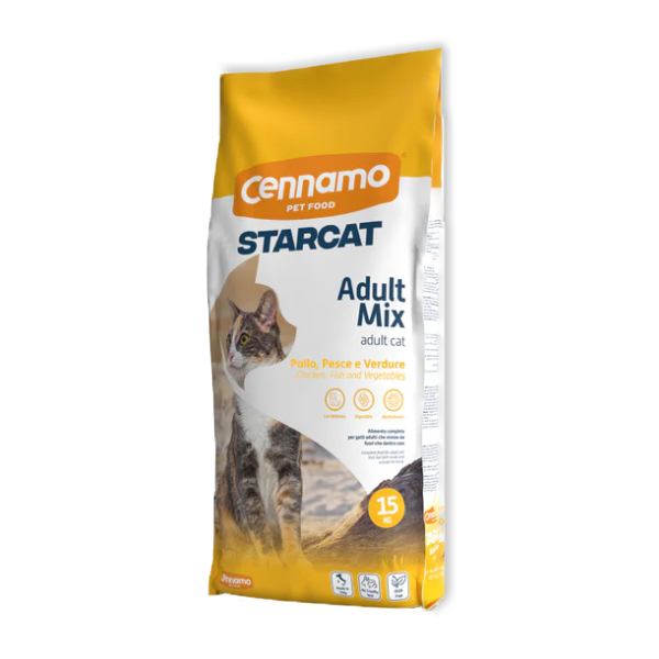 STARCAT Adult Mix Crocchette  per Gatti con Pollo Pesce e Verdure 15 Kg