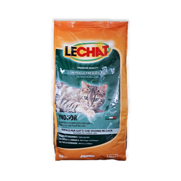 Crocchette per Gatti Pollo e Riso 1,5 Kg Monge Lechat