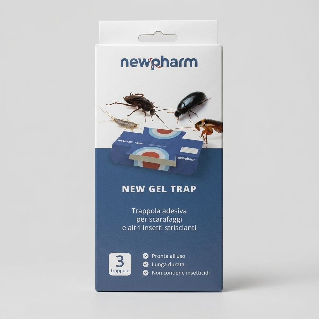 New Gel Trap Trappole Adesive per Scarafaggi e Insetti Striscianti 3PZ Newpharm