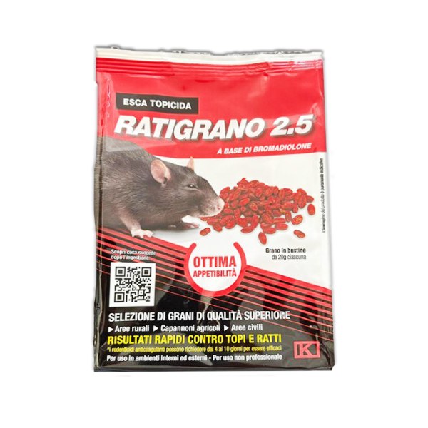 Ratigrano 2.5 Esca Topicida Pronta All'uso in Grano 140g Kollant