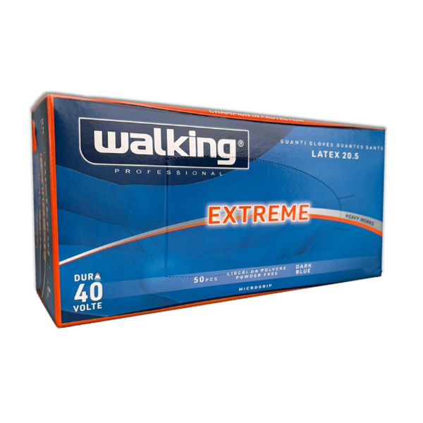 Guanti Walking Professional Extreme Works – Confezione 50 Pezzi, Dark Blue Microgrip