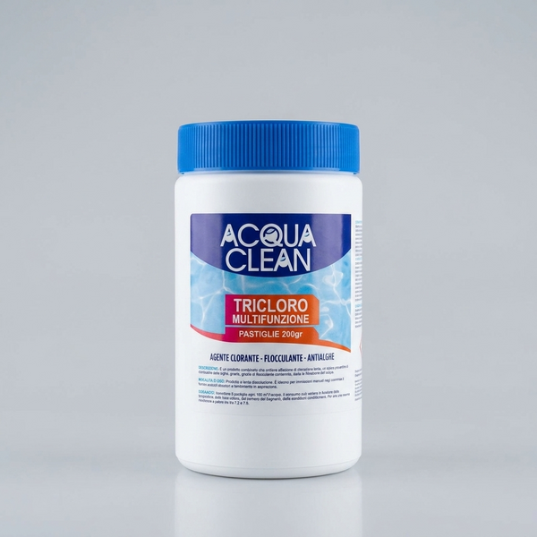 Tricloro Acqua Clean Pastiglie 200gr - Cloro Multifunzione Piscina 1 kg