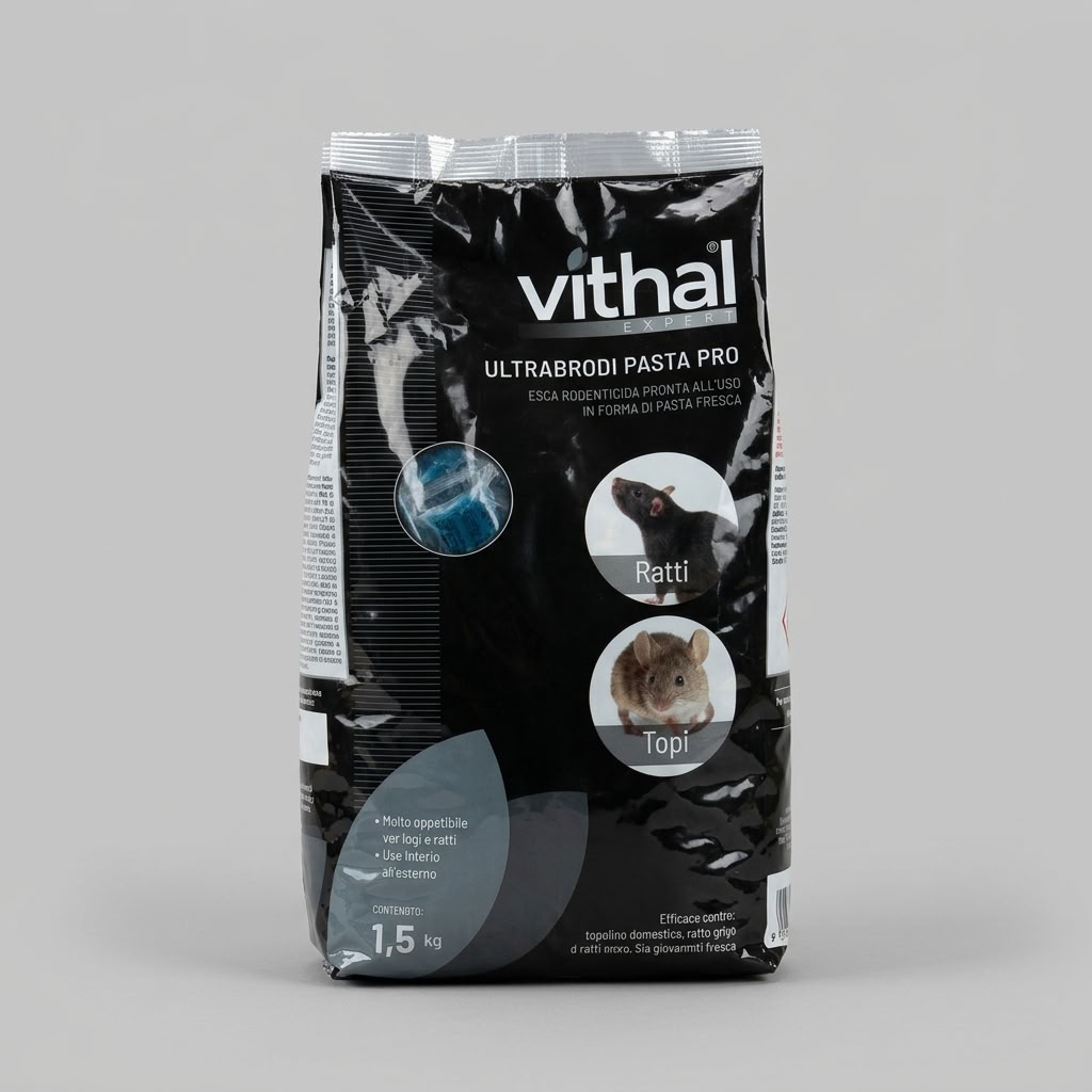 Ultrabroma Pasta Pro Esca Rodenticida Topi e Ratti 1,5 kg Vithal Expert