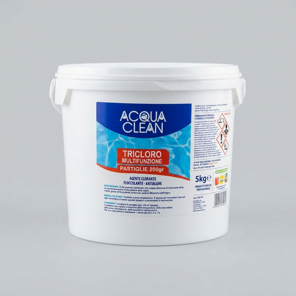 Tricloro Acqua Clean Pastiglie 200gr - Cloro Multifunzione Piscina 5 kg