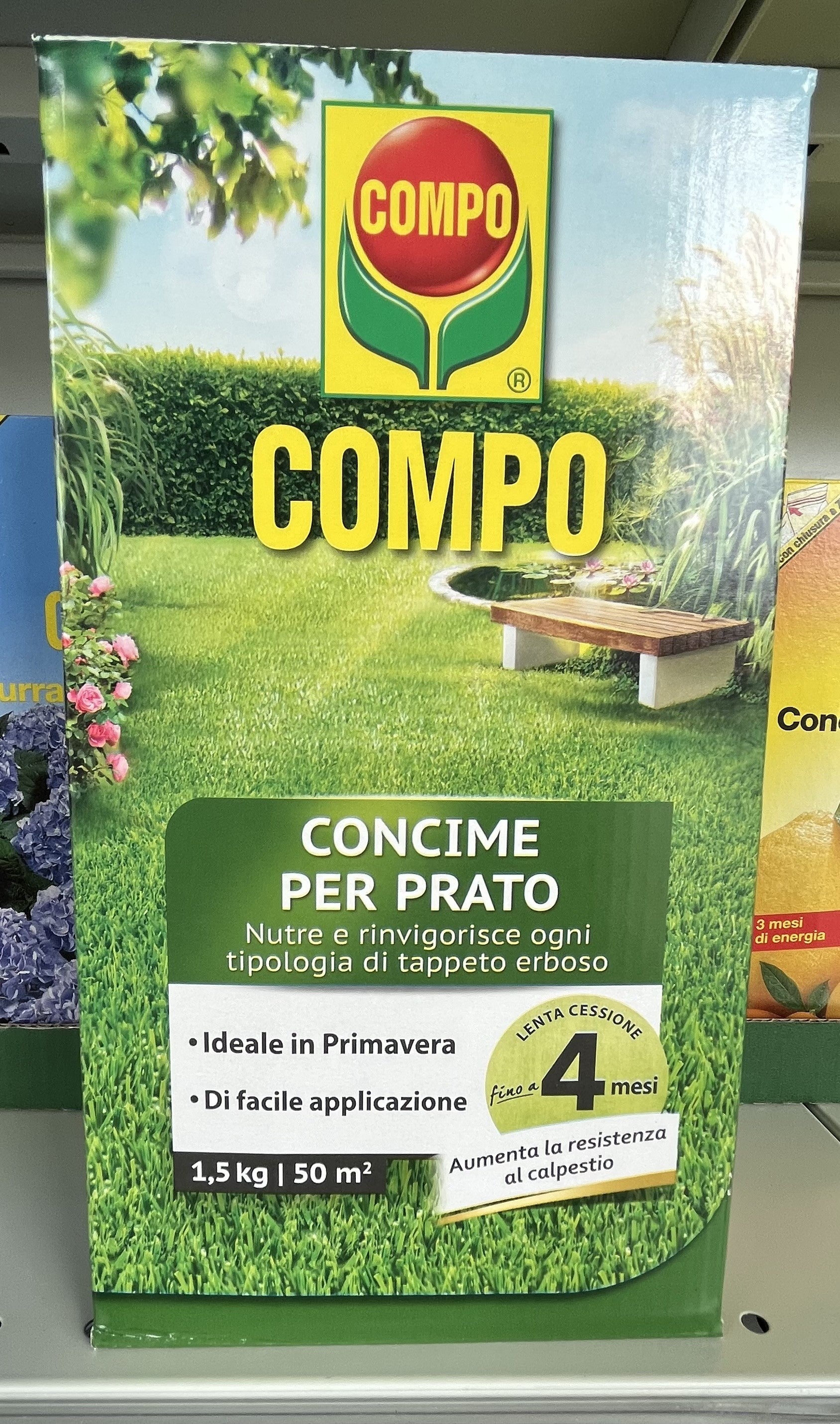 Compo - Concime - Prato - Resistente - Tappeto - Erboso - 1,5 Kg - 50 m2