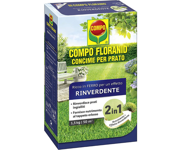 Compo - Floranid - Concime - Prato - Magnesio - Ferro - microelementi - 1,5 Kg - 2 in 1