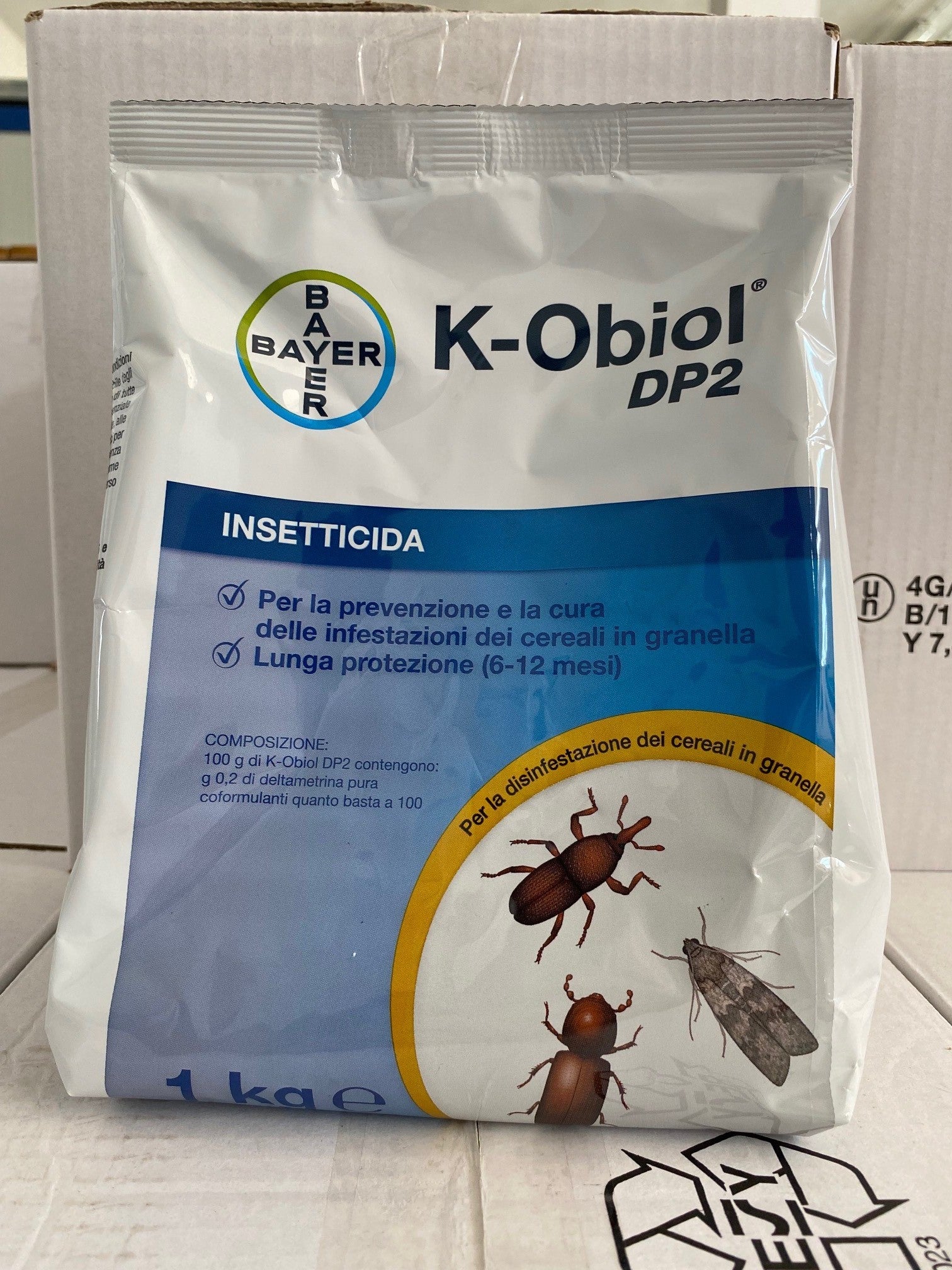 K-OBIOL DP2 X 1 Kg - Insetticida per la prevenzione e la cura dei cereali in granella