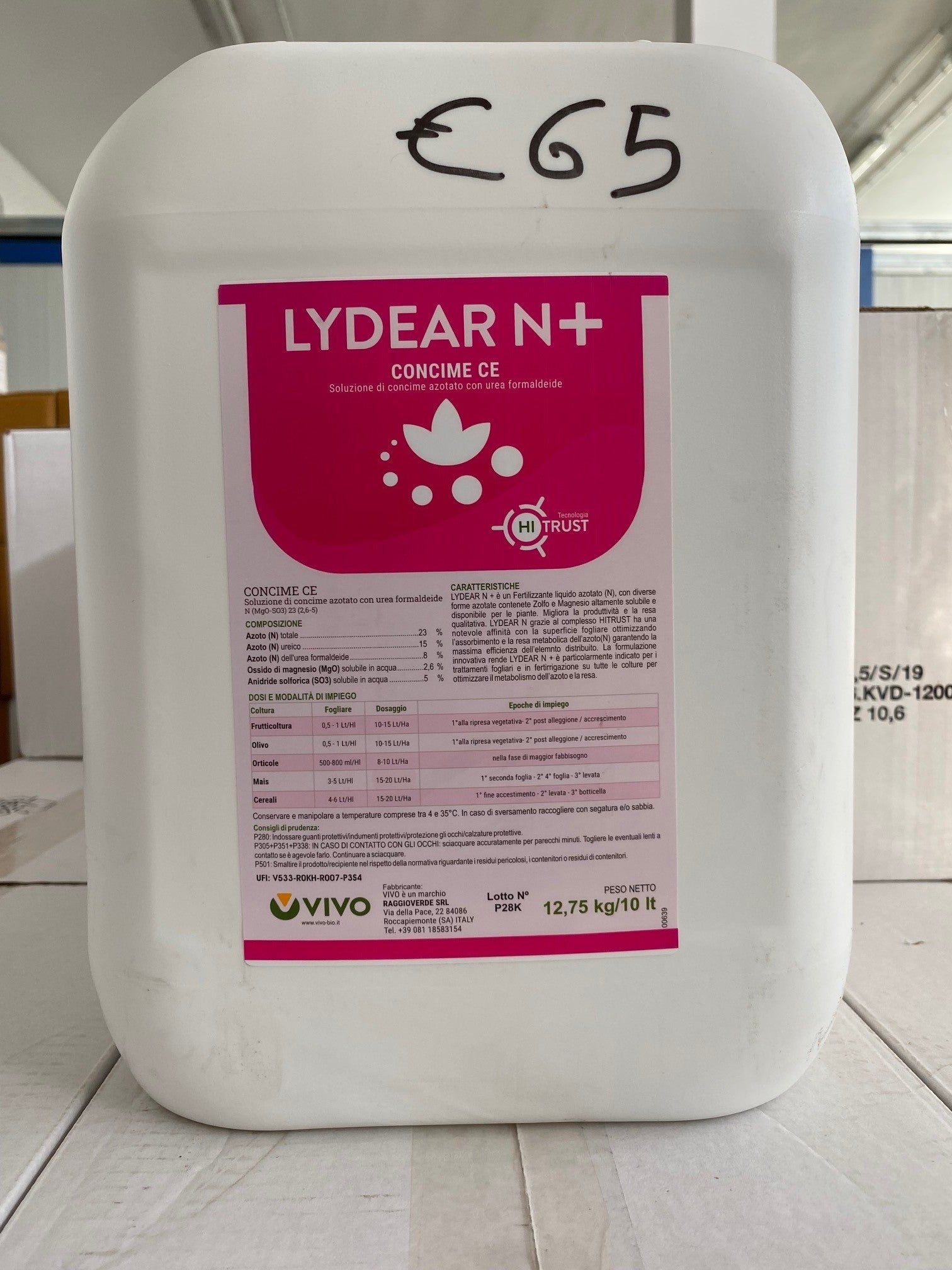 LYDEAR N+ - Fertilizzante liquido per migliorare la produttività e la resa qualitativa di orticole e alberi